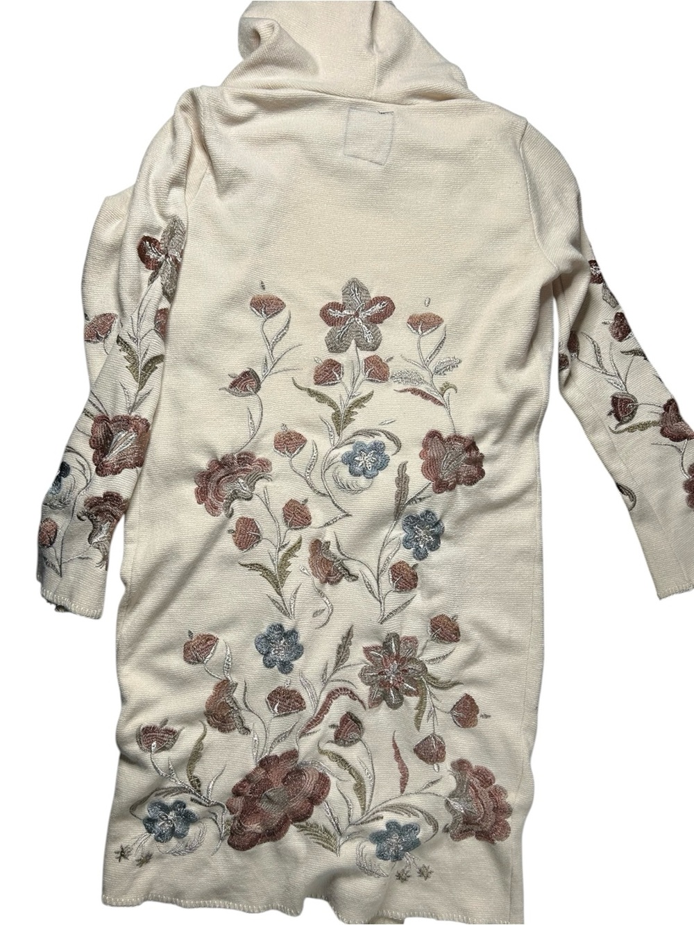 Johnny Was Biya Embroidered Floral Hooded Open Front Cardigan Medium - Picture 12 of 16